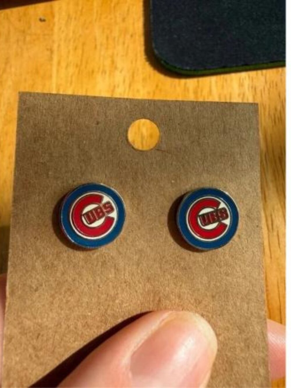 Vintage Chicago Cubs Stud Earrings Metal Enamel Logo
